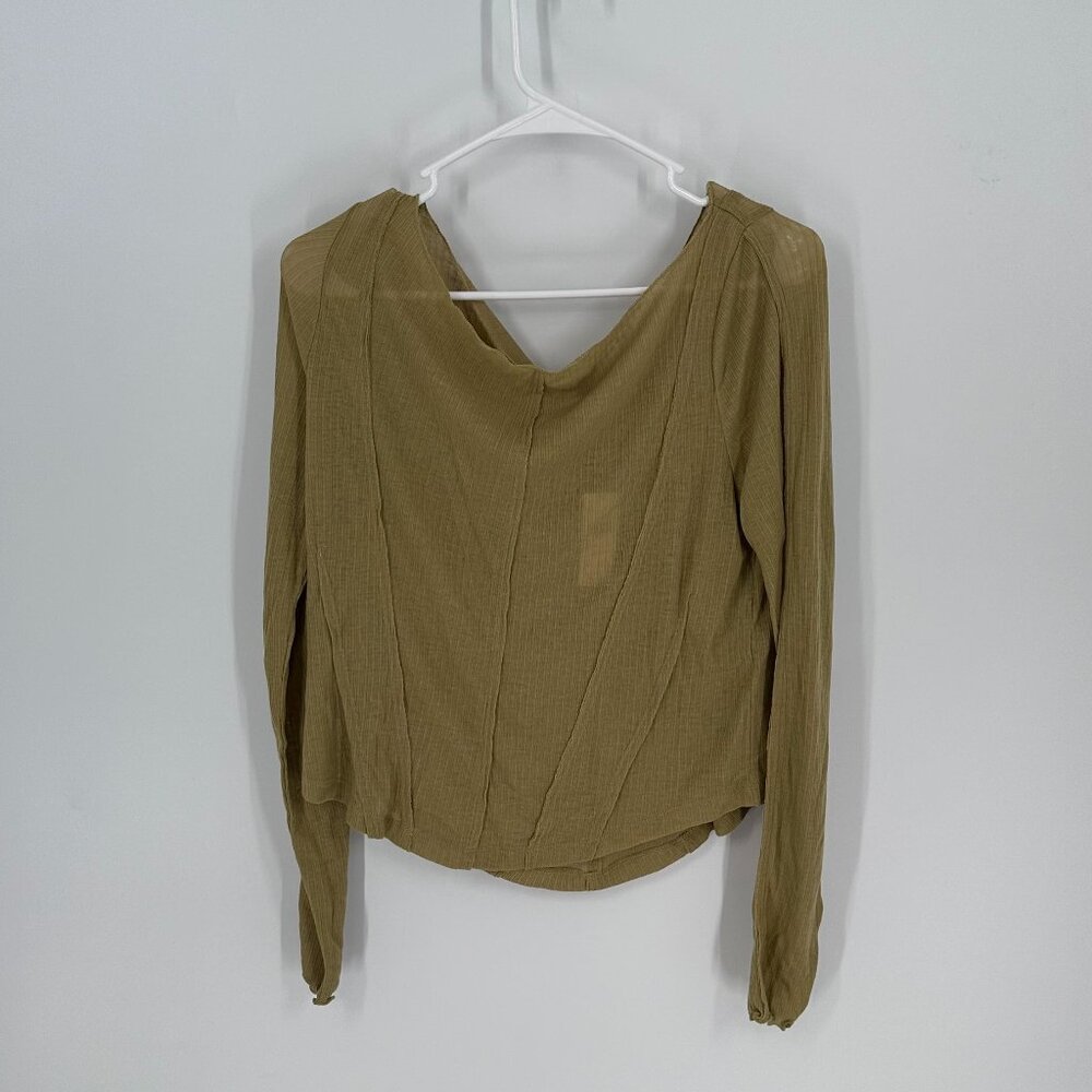 NWT Women's Pilcro Long Sleeve Sheer Corset Tee XL